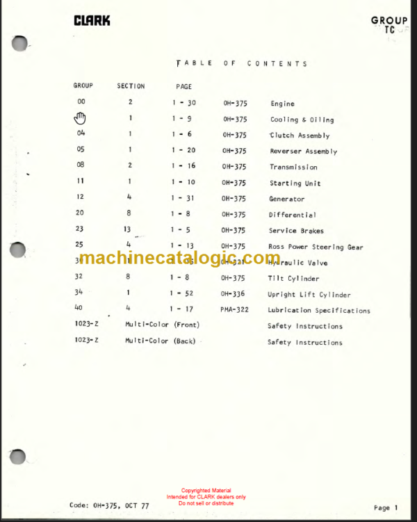 CLARK UT40D UT60D OVERHAUL INSTRUCTIONS