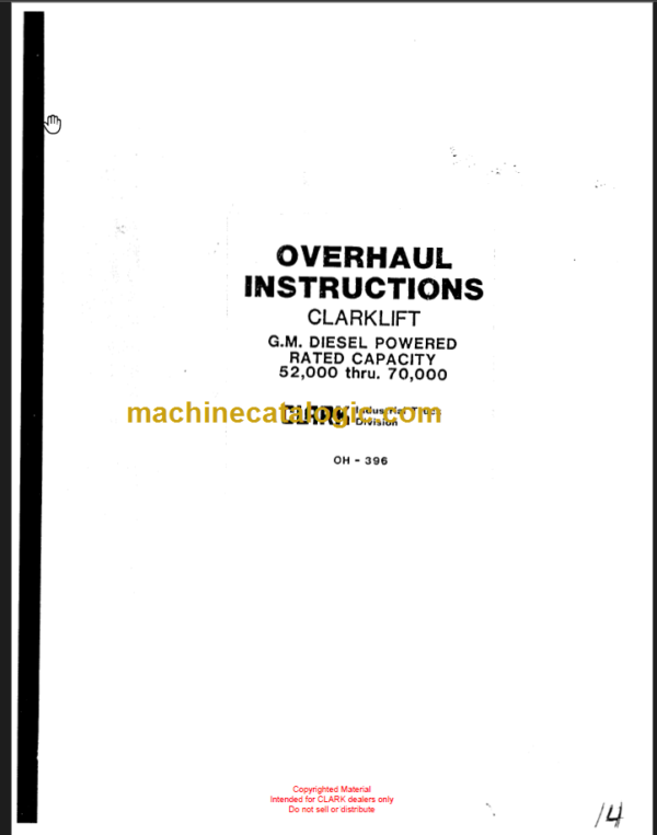 CLARKK GM DIESEL POWERED OVERHAUL INSTRUCTIONS