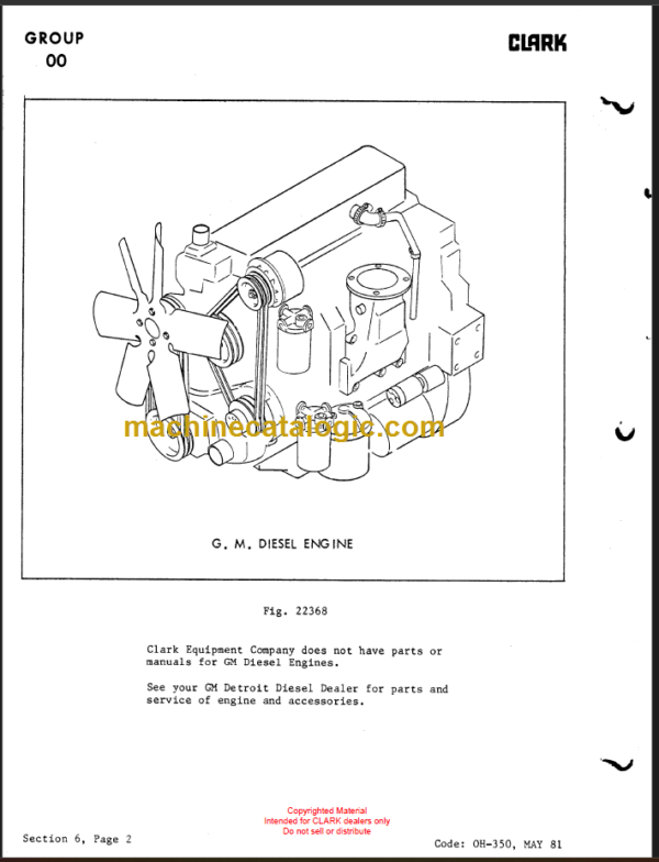 CLARKK GM DIESEL POWERED OVERHAUL INSTRUCTIONS