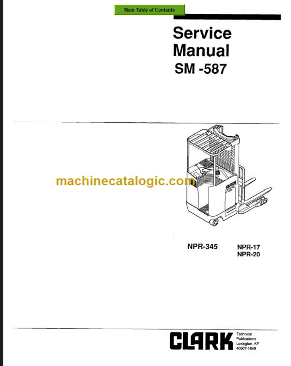 CLARK NPR17 20 345 SERVICE MANUAL