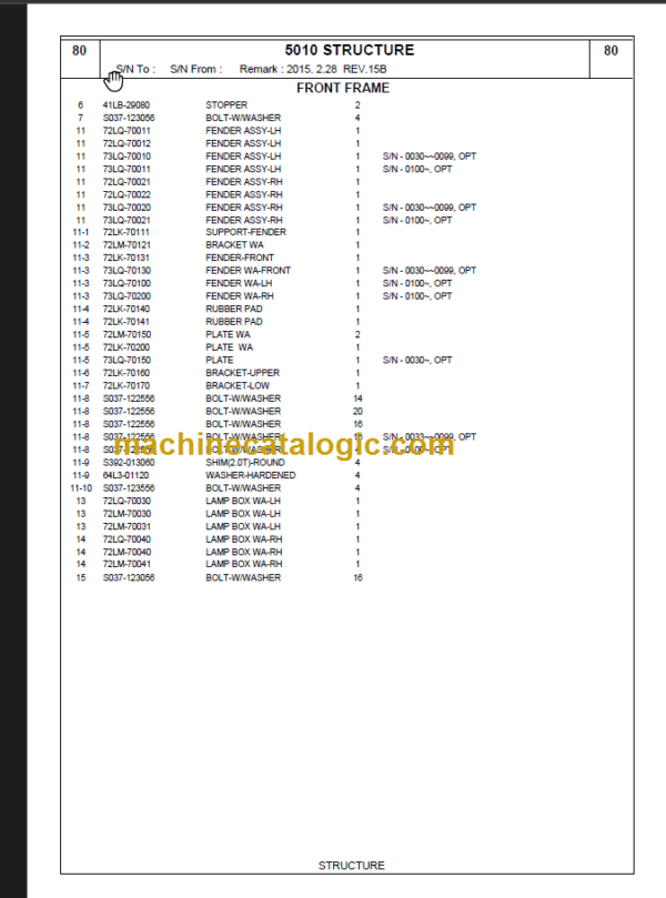 HYUNDAI 50 60 70D-9 FORK LIFT-DIESEL PARTS MANUAL