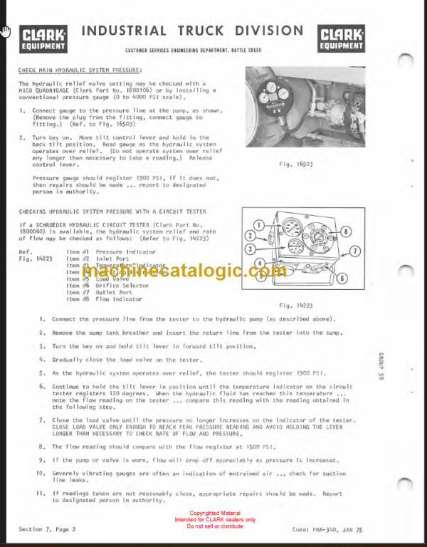 CLARK EC60 70 80 Planned Maint & Adj Manuals