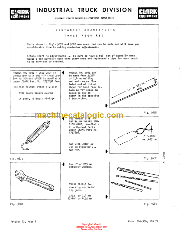 CLARK TW-125 Planned Maint & Adj Manuals