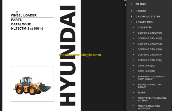 HYUNDAI HL730TM-3 WHEEL LOADER PARTS MANUAL