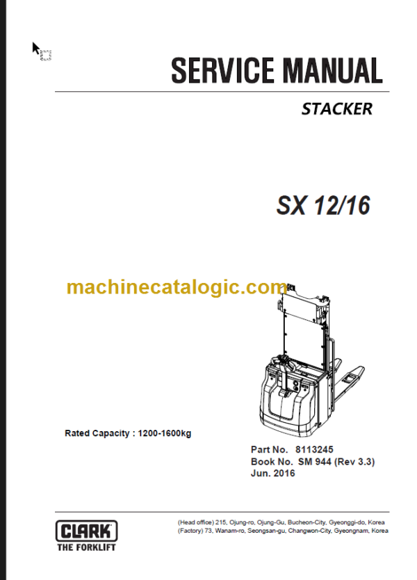 CLARK SX12 16 SERVICE MANUAL