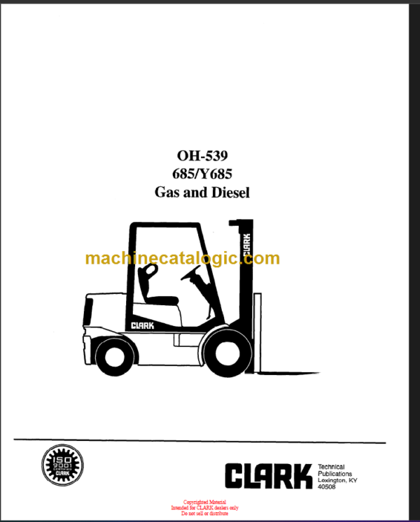 CLARK 685 Y685 OVERHAUL MANUAL