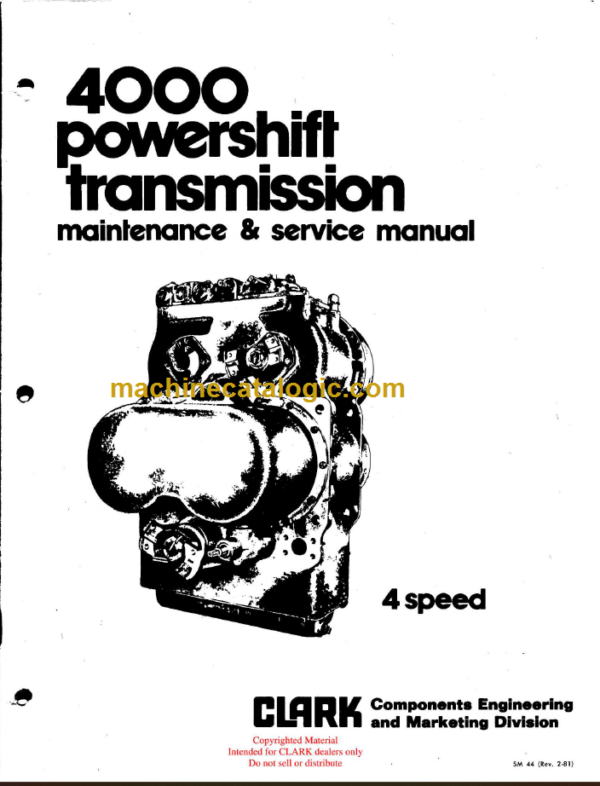 CLARK 4000 Powershift Transmission SERVICE MANUAL