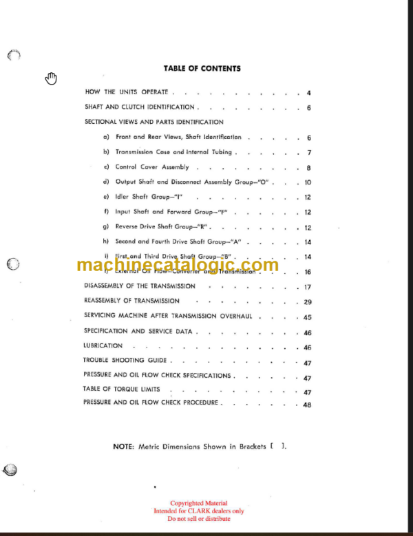 CLARK 4000 Powershift Transmission SERVICE MANUAL