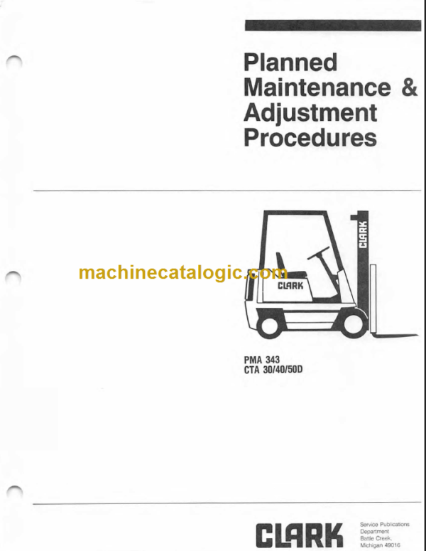 CLARK CTA30 40 50D Planned Maintenance