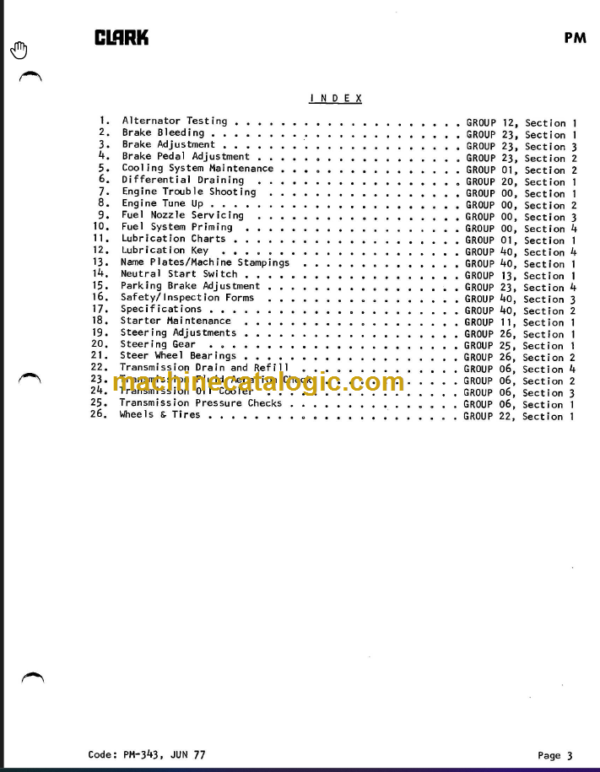 CLARK CTA30 40 50D Planned Maintenance