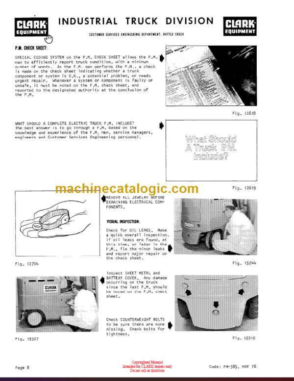 CLARK EC500 20 25 S30 Planned Maint & Adj Manuals