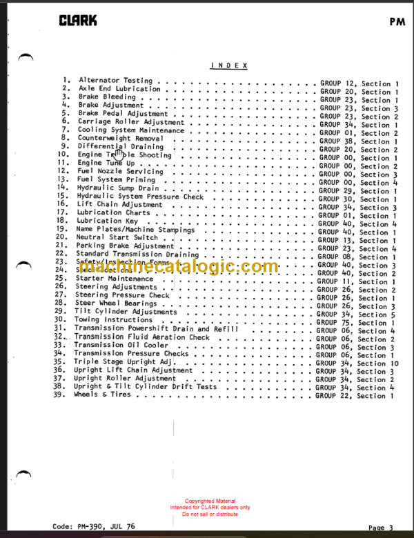 CLARK IT60D 70D 80D Planned Maint & Adj Manuals