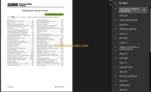 CLARK TMG12 25 SERVICE MANUAL