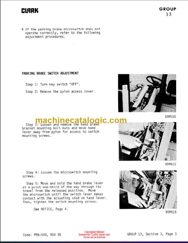 CLARK EV-100 Planned Maint & Adj Manuals