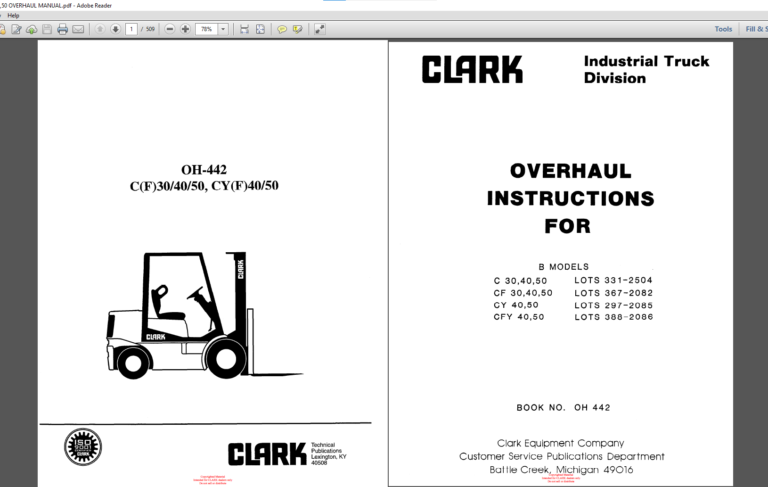 CLARK PDF MANUAL SET PMA-SM-OH (USA)