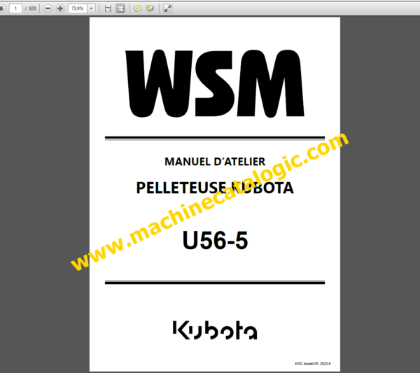 Kubota U56-5 Manuel D’atelier Workshop Manual