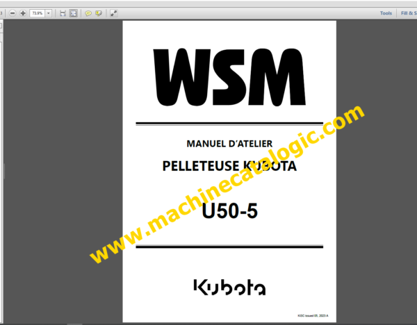 Kubota U50-5 Manuel D’atelier Workshop Manual