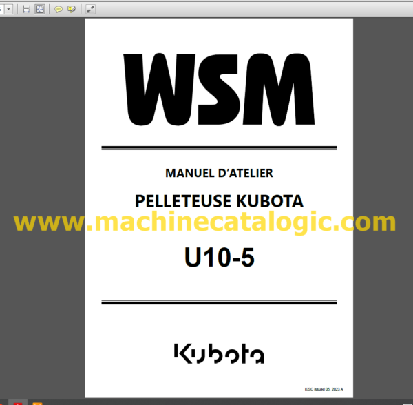 Kubota U10-5 Manuel D’atelier Workshop