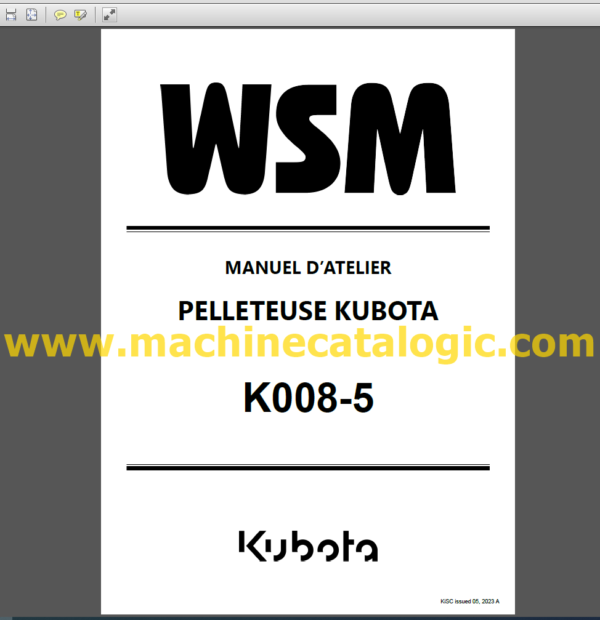 Kubota K008-5 Workshop Manual (French)