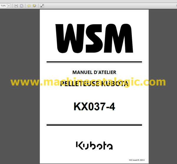 Kubota KX037-4 Manuel D’atelier
