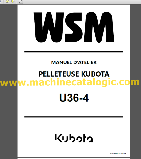 Kubota U36-4 Manuel D’atelier Workshop Manual (French)
