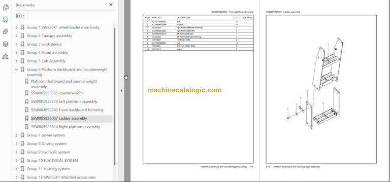 SANY SW953K1 PARTS MANUAL