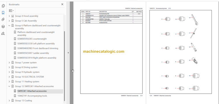 SANY SW953K1 PARTS MANUAL