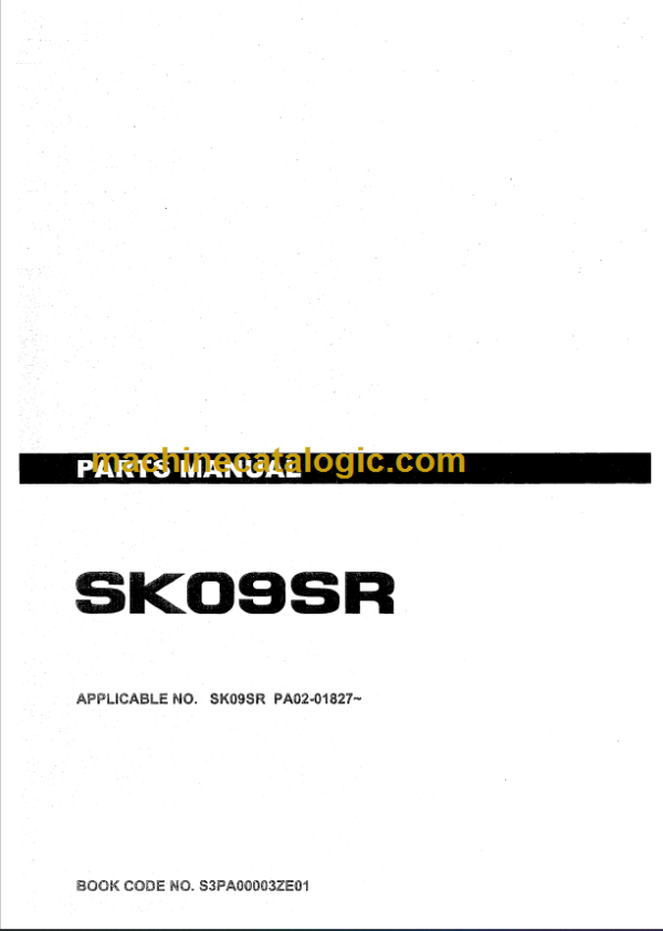 KOBELCO SK09SR PARTS MANUAL PA02-01827