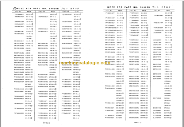 KOBELCO SK09SR PARTS MANUAL PA02-01827