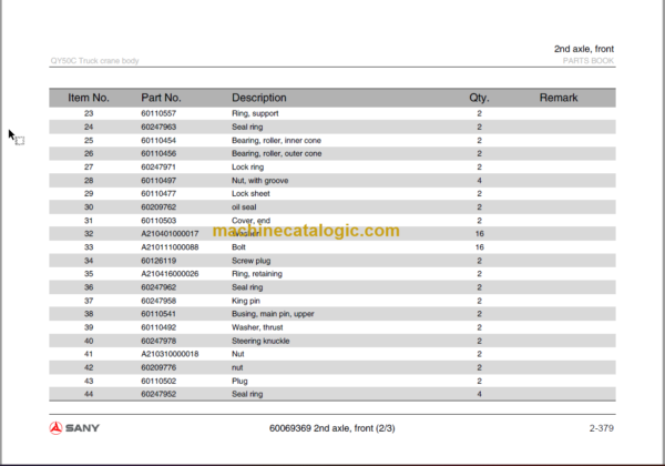 SANY QY50 PARTS MANUAL