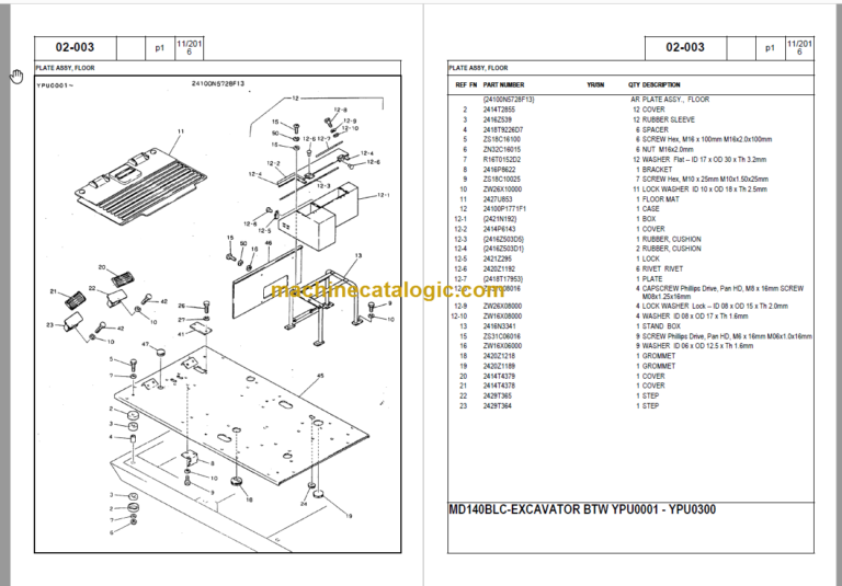 KOBELCO MD140BLC PARTS MANUAL