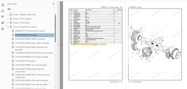 SANY SW936 PARTS MANUAL