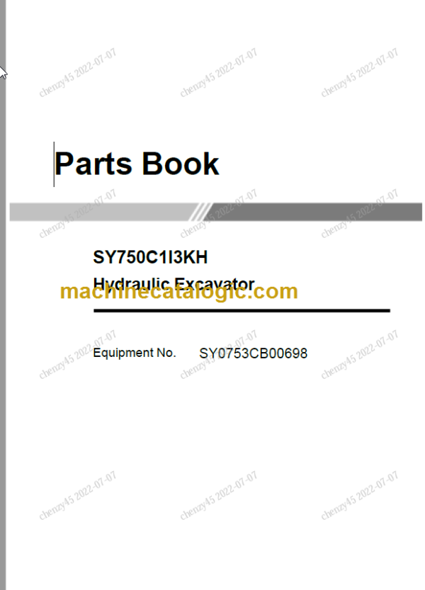 SANY SY750 Parts Book