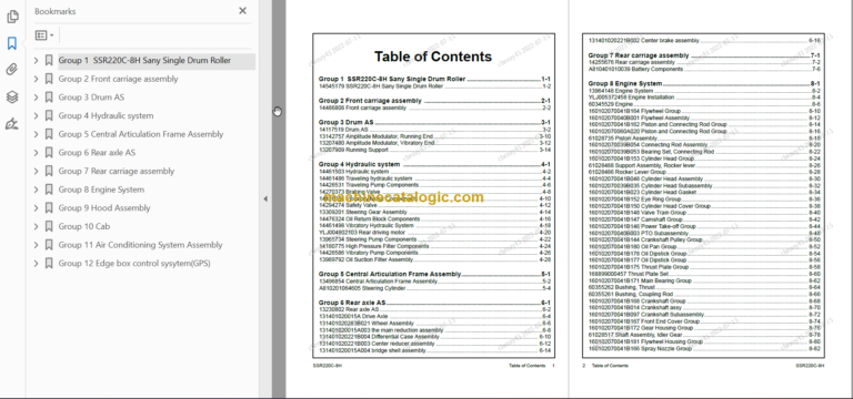 SANY SSR220C-8H PARTS BOOK
