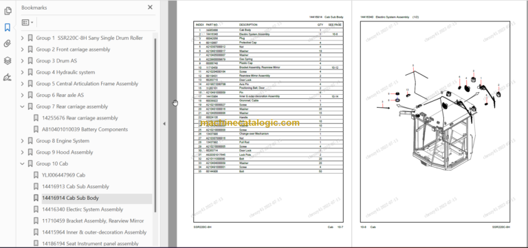 SANY SSR220C-8H PARTS BOOK