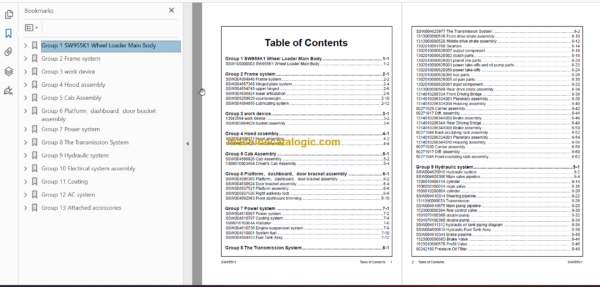 SANY SW955K1 Parts Book