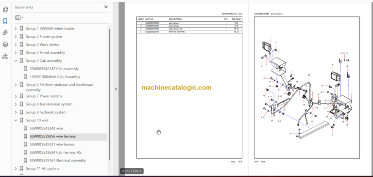 SANY SW966K PARTS MANUAL