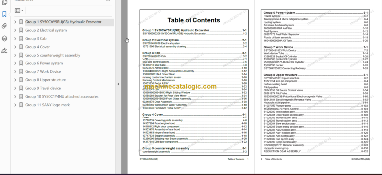 SANY SY50C Parts Book