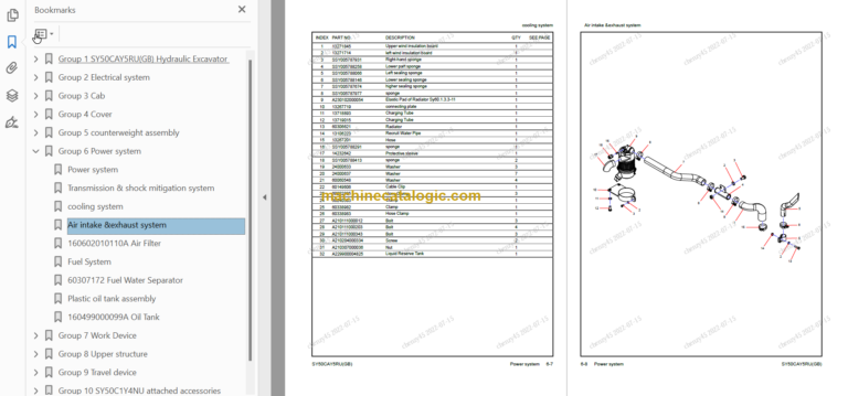 SANY SY50C Parts Book