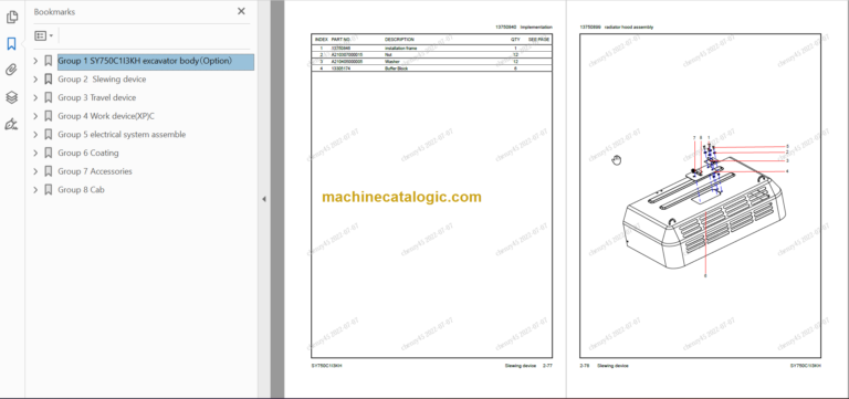 SANY SY750 Parts Book