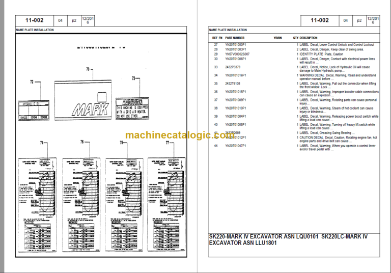 KOBELCO SK220 IV-SK220LC IV PARTS CATALOG