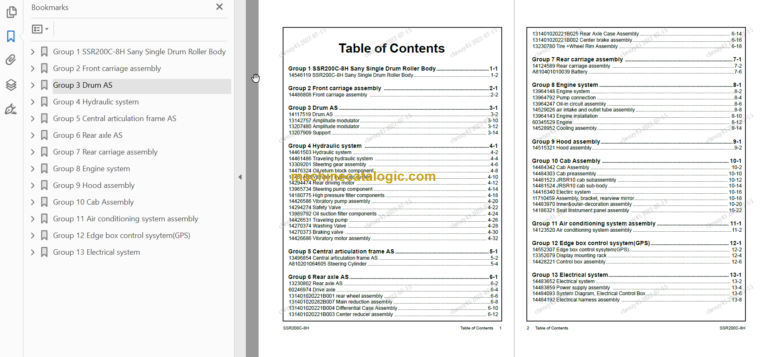 SANY SSR200C-8H PARTS BOOK