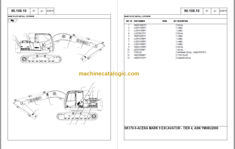 KOBELCO SK170-9 TIER 4 PARST CATALOG