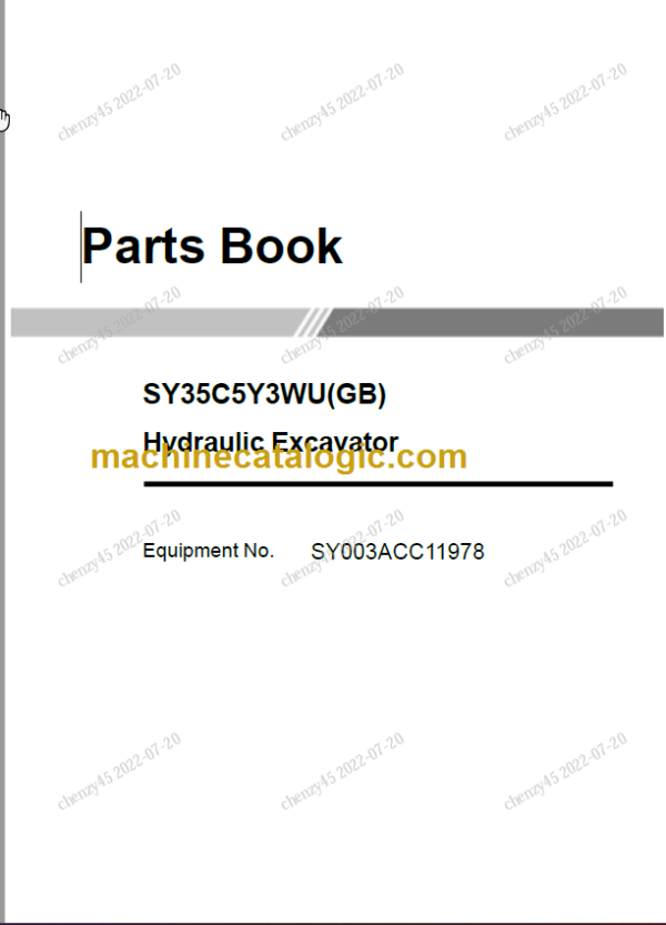 SANY SY35U Parts Book