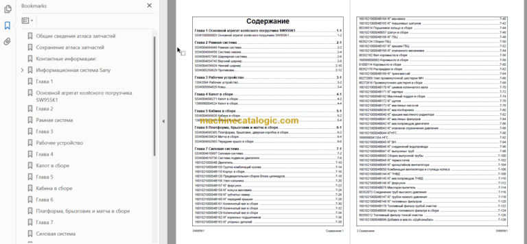 SANY SW955K1 PARTS MANUAL Russian