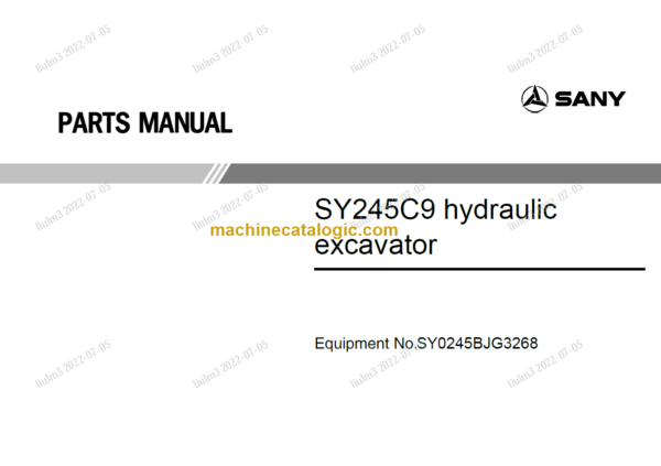 SANY SY245C9 PARTS MANUAL