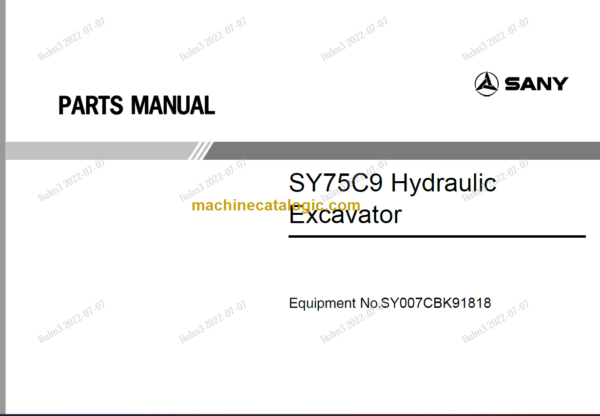 SANY SY75C PARTS MANUAL