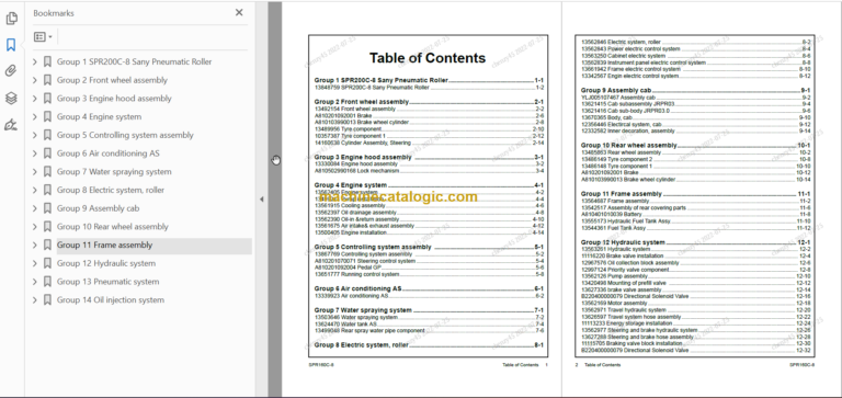 SANY SPR160C-8 PARTS BOOK