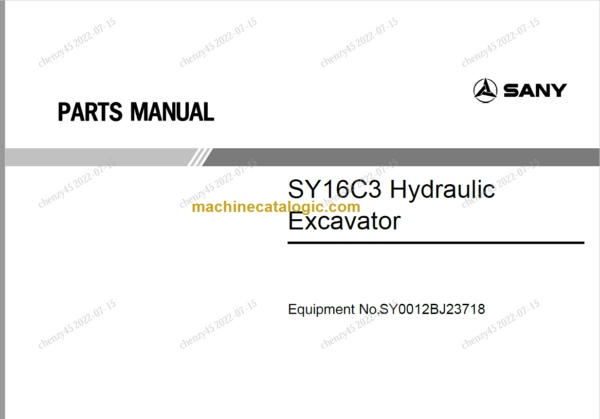 SANY SY16C3 PARTS MANUAL