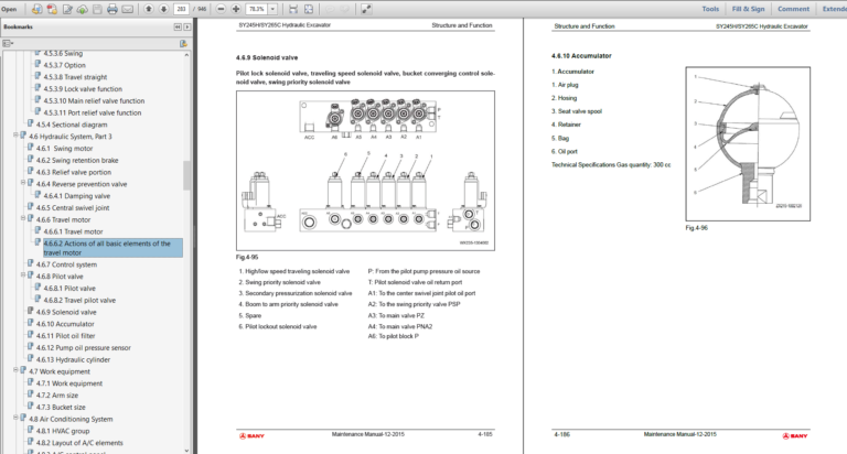 SANY Machinery Service Manual,  Parts Manual, Operation and Maintenance Manual